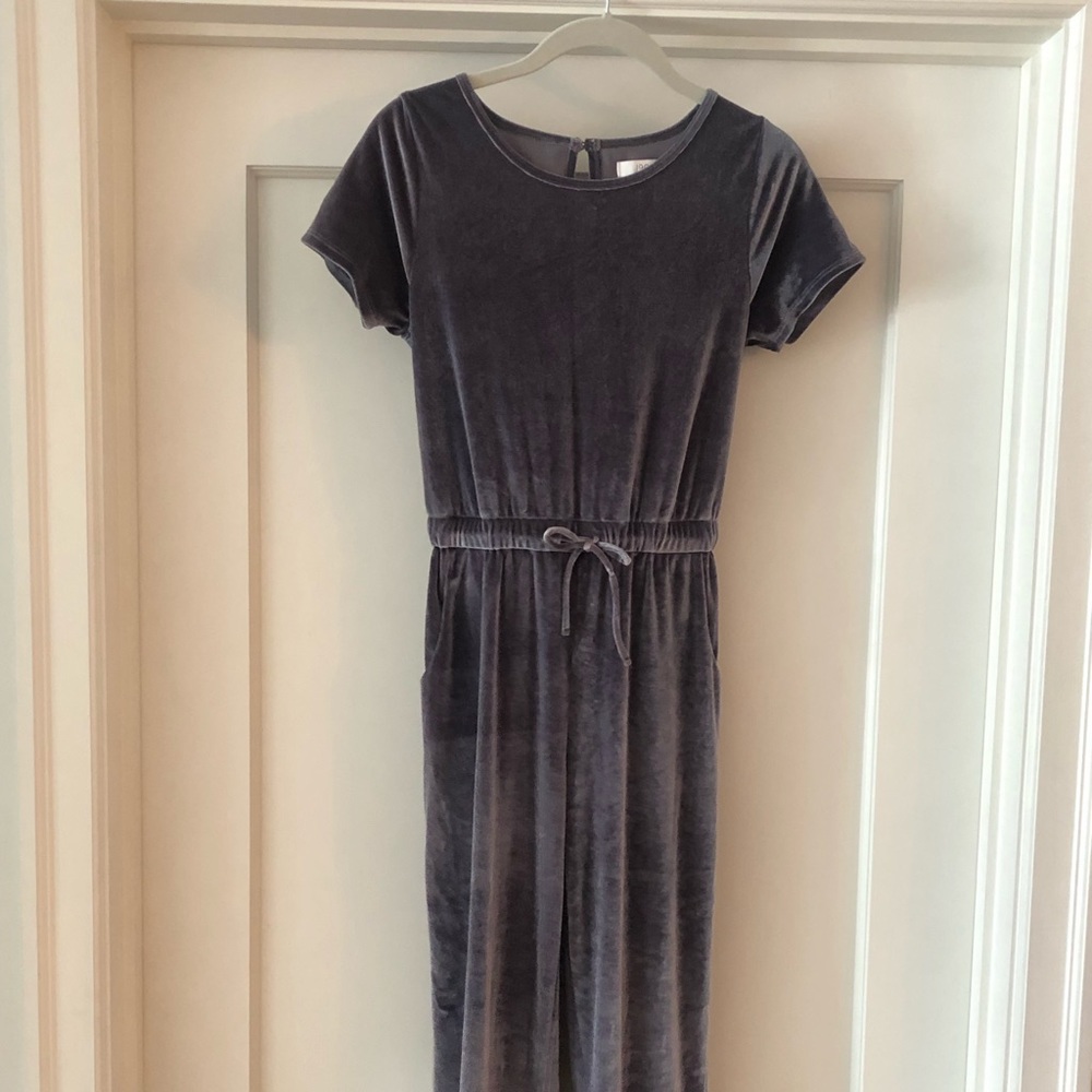 Grey Velour Girls Jumpsuit